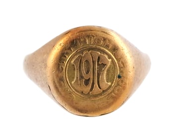 1917 High School 14K Gold Class Ring