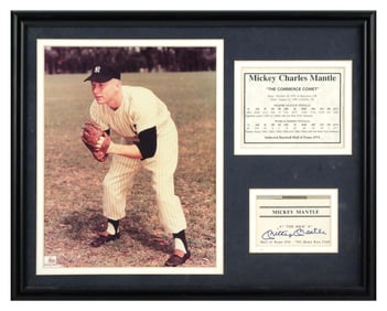 Mickey Mantle Signed Display w/ COA