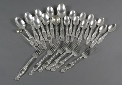 Whiting Sterling Flatware Set, Heraldic Pattern