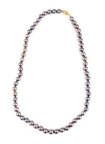 Black Pearl Necklace With 14K Gold Clasp