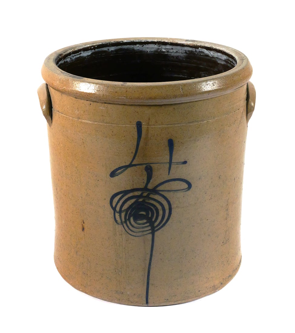 19C Stoneware Crock with Cobalt Spiral, 4 gal (1 of 2)