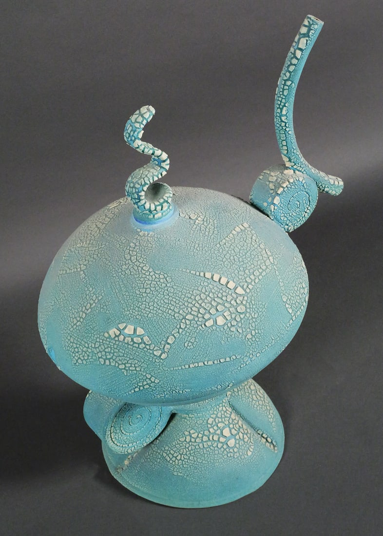 Blue Studio Ceramic Abstract Sculpture - 3