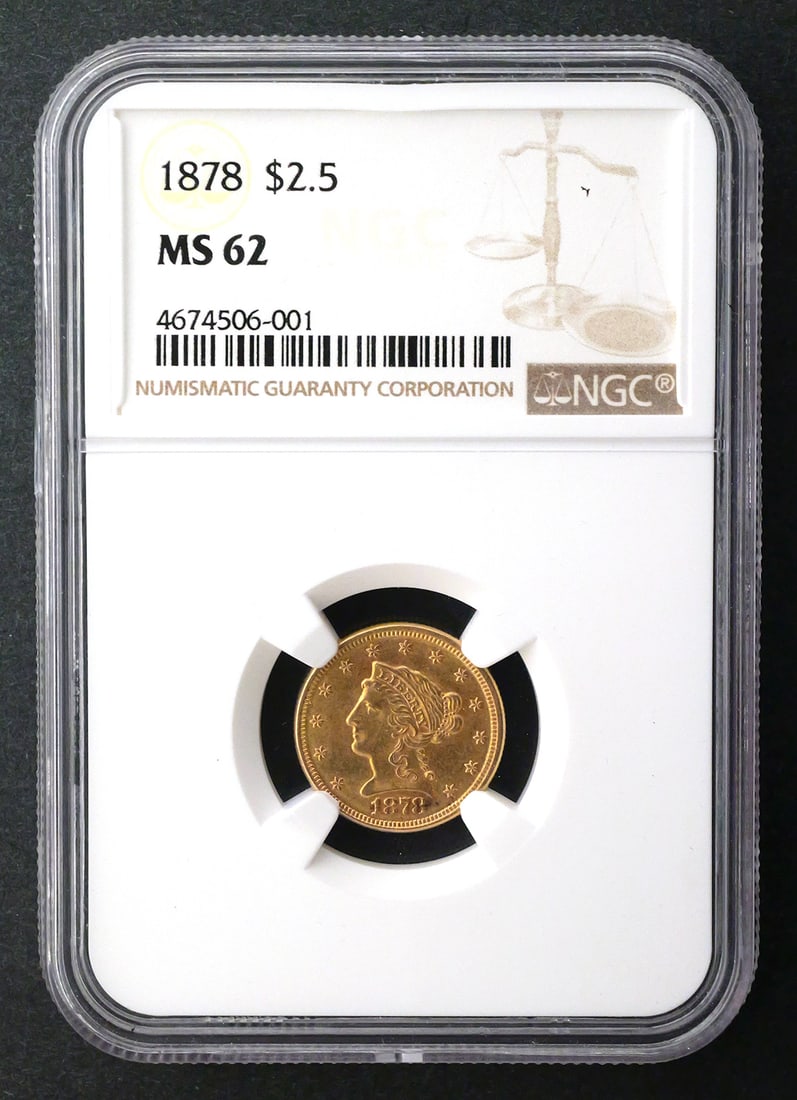 1878 $2.5 Liberty Quarter Eagle NGC MS62 (1 of 2)