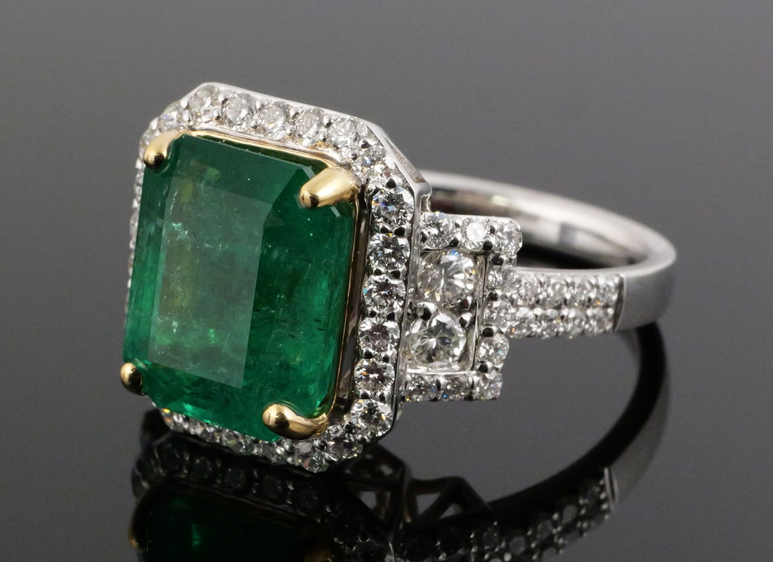 18K Platinum Emerald & Diamond Ring (1 of 5)