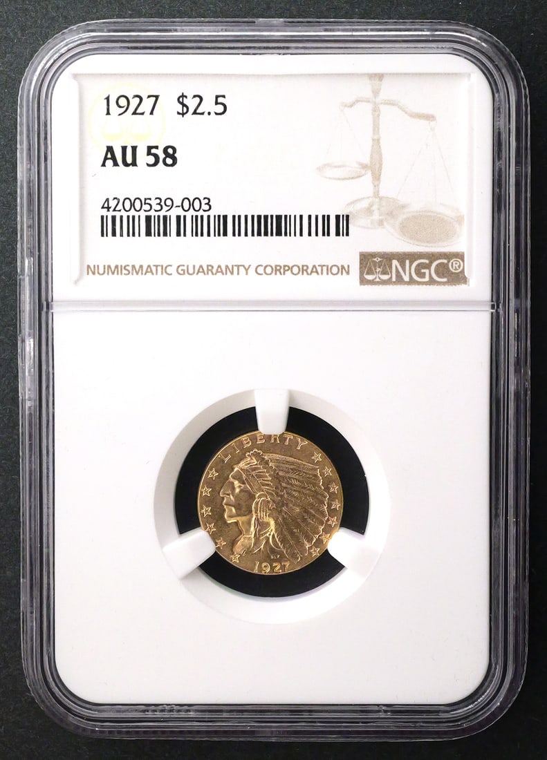 1927 $2.5 Indian Quarter Eagle NGC AU58 (1 of 2)
