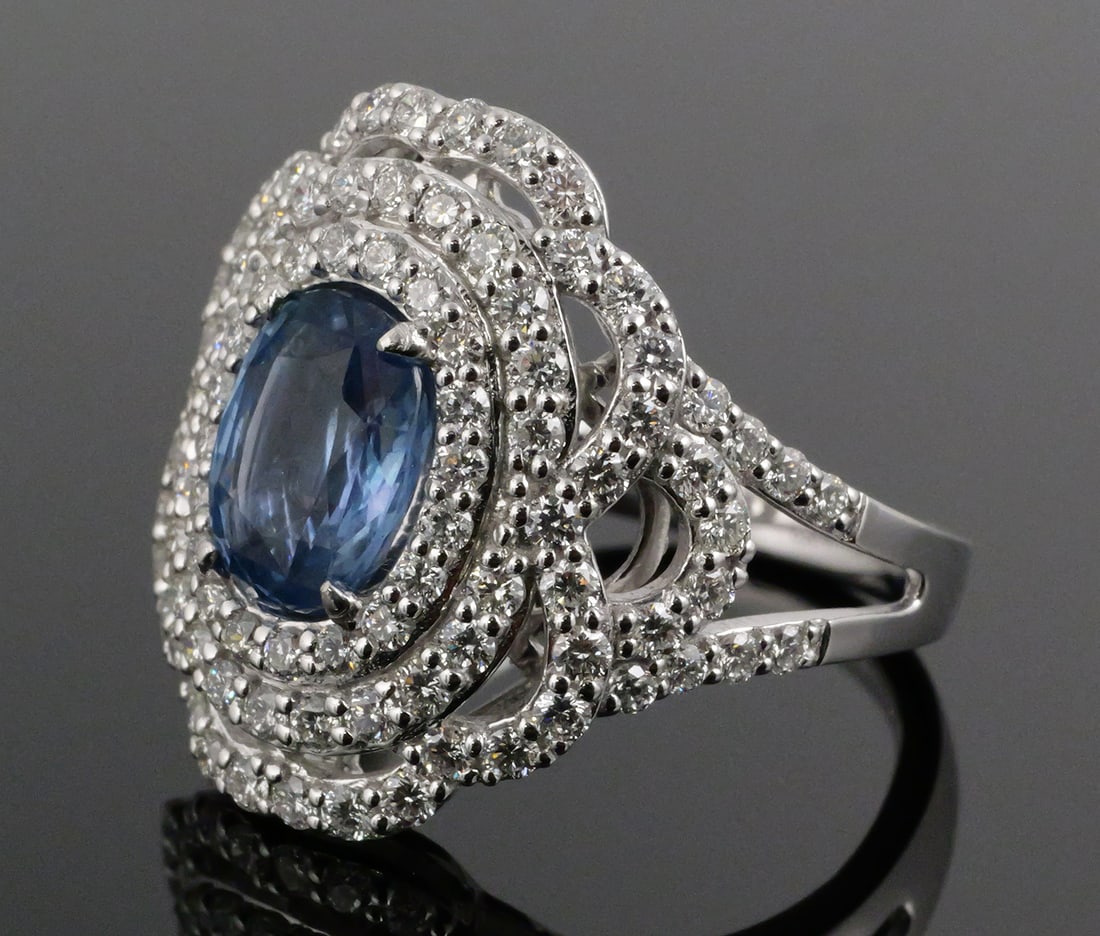 Platinum Sapphire & Diamond Ring (1 of 5)
