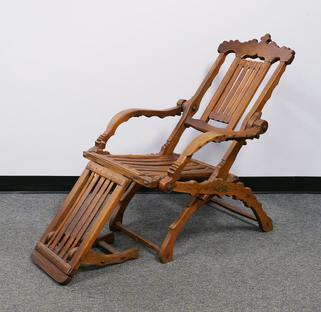 Antique Oak Steamer Folding Chair (1 of 5)