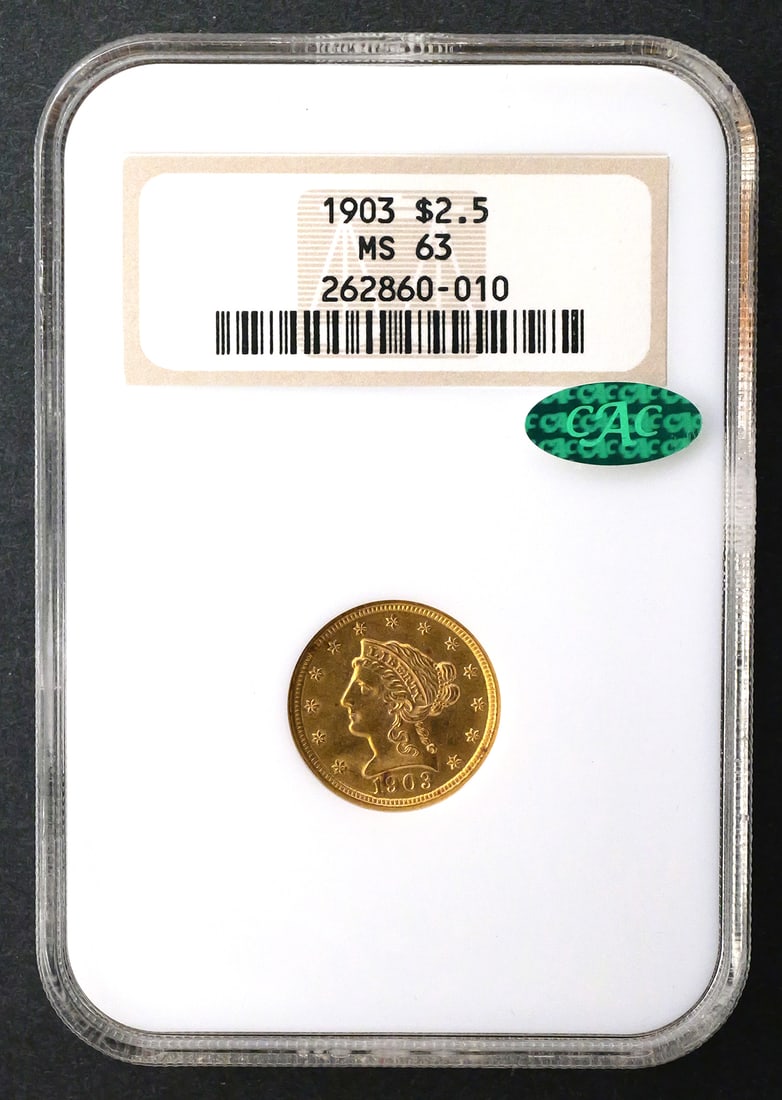 1903 $2.5 Liberty Quarter Eagle NGC MS63 CAC (1 of 2)
