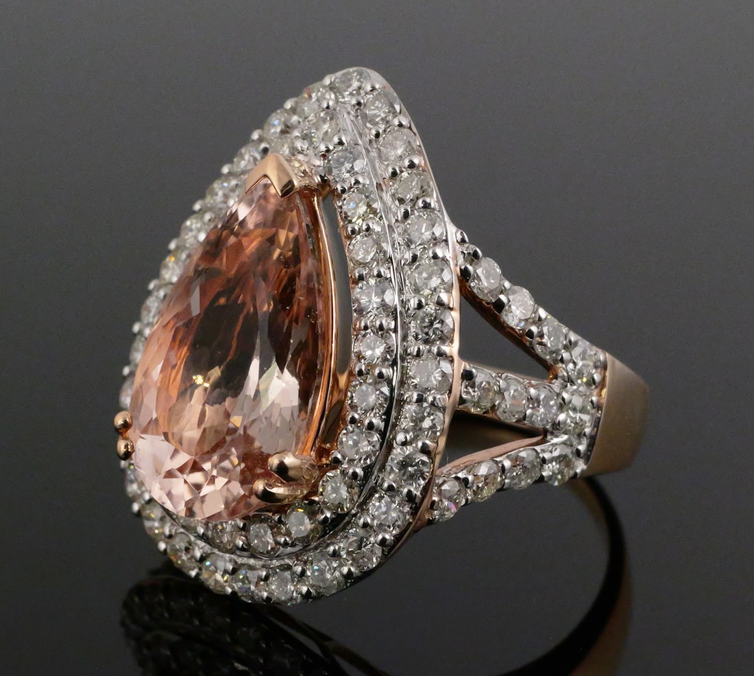 14K Rose Gold Morganite & Diamond Ring (1 of 4)