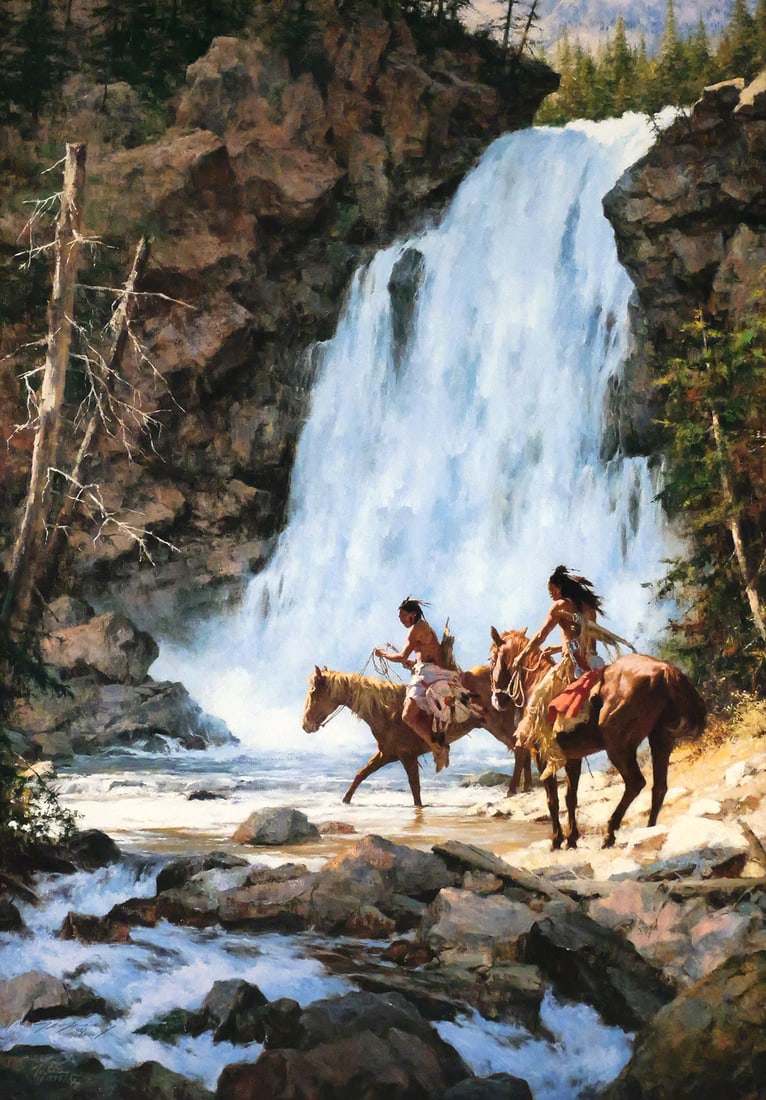 HOWARD TERPNING Waterfall Lithograph