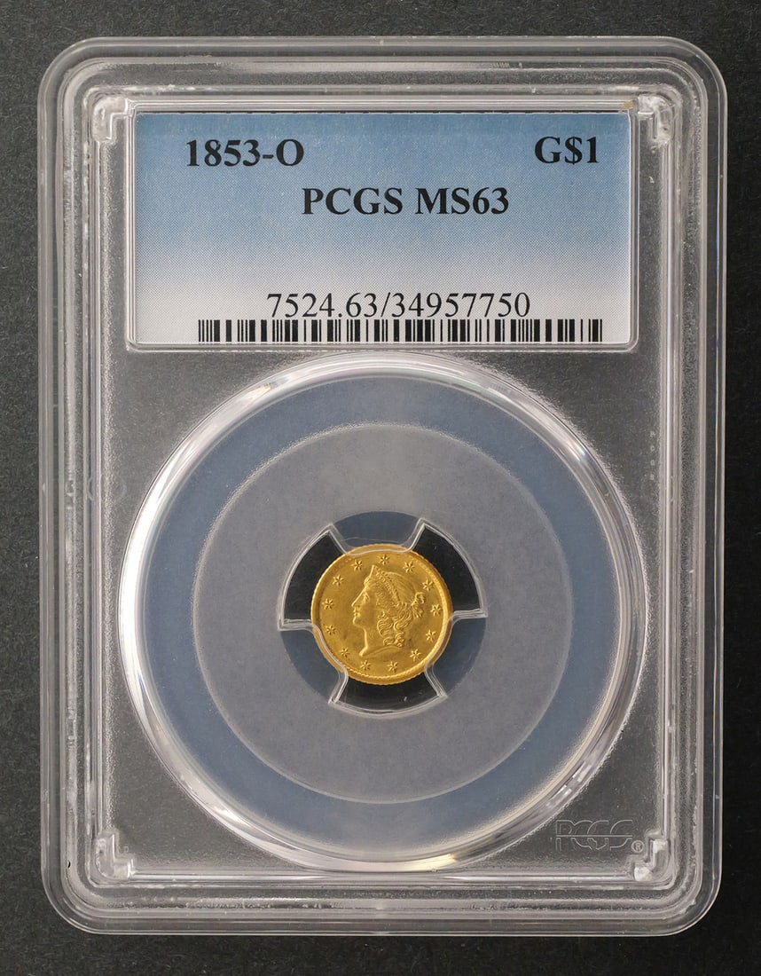 1853-O G$1 Gold Dollar PCGS MS63 (1 of 2)