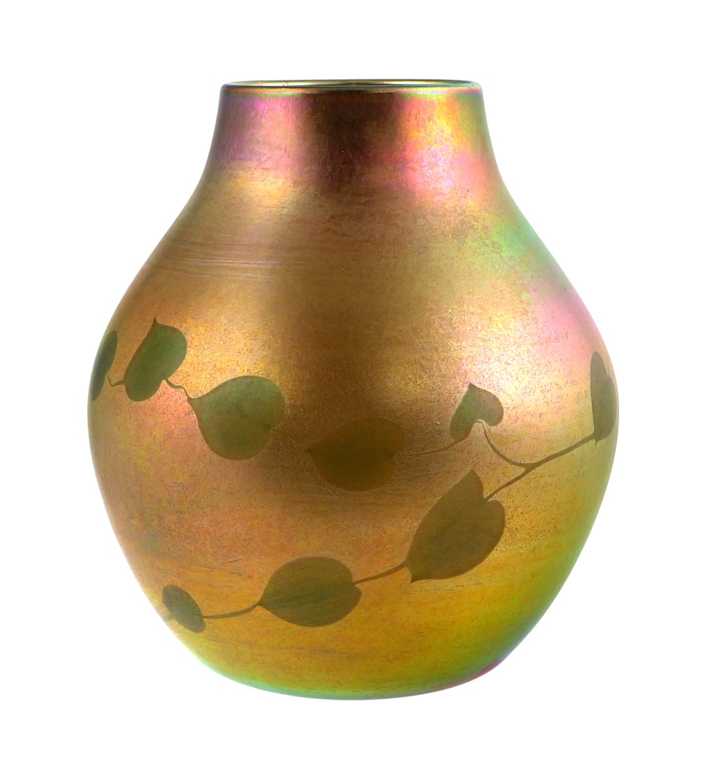 TIFFANY Leaf & Vine Favrile Art Glass Vase (1 of 4)