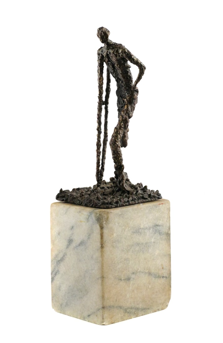Alberto Giacometti Style Metal Marble Sculpture (1 of 4)