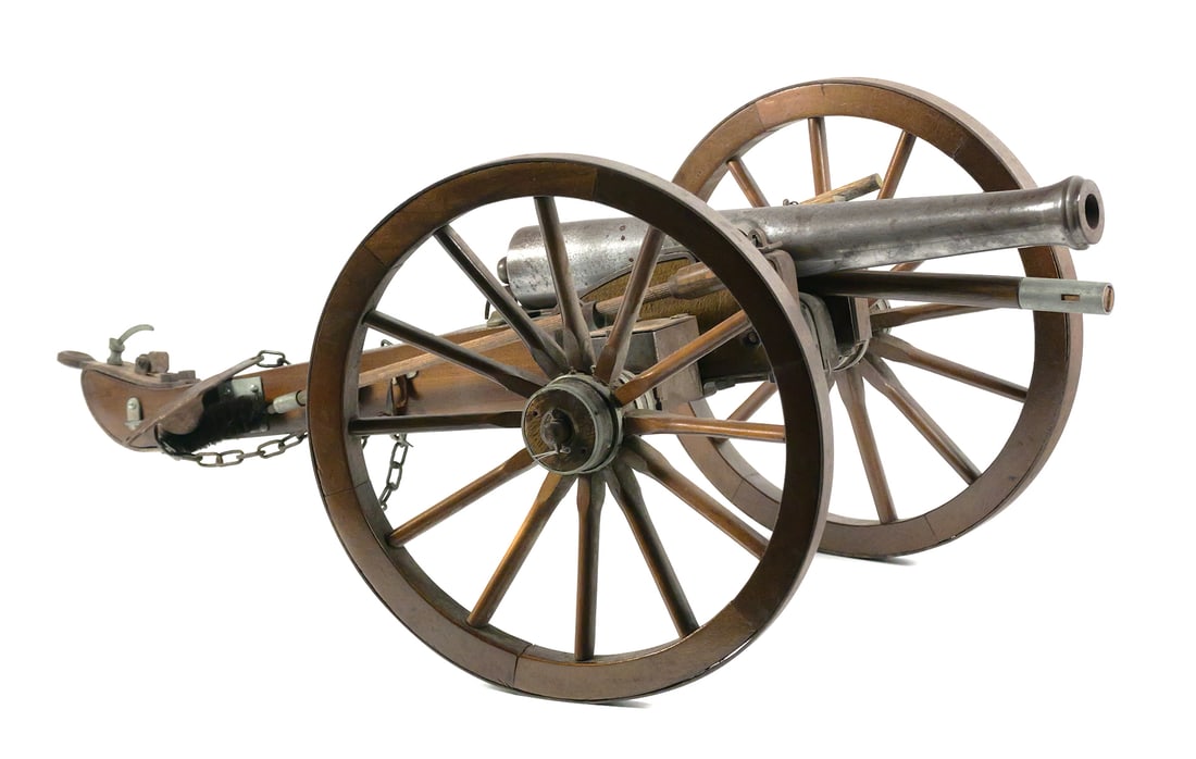 Vintage Civil War Replica Working Signal Cannon: Vintage Civil War Replica Working Signal Cannon. Modeled after a 19th-century field artillery piece. Measures approx. 12" tall x 15" x 28". This item will need to be shipped by a packing company of