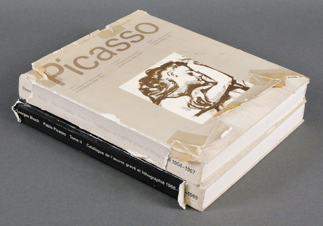 (2) PICASSO Georges Bloch Catalogue Vols I & II: Pablo Picasso Volume I Catalogue of the Printed Graphic Work 1904-1967 and Volume II Catalogue of the Printed Graphic Work 1966-1969, by Georges Bloch, vol. I second revised edition 1971, vol. II