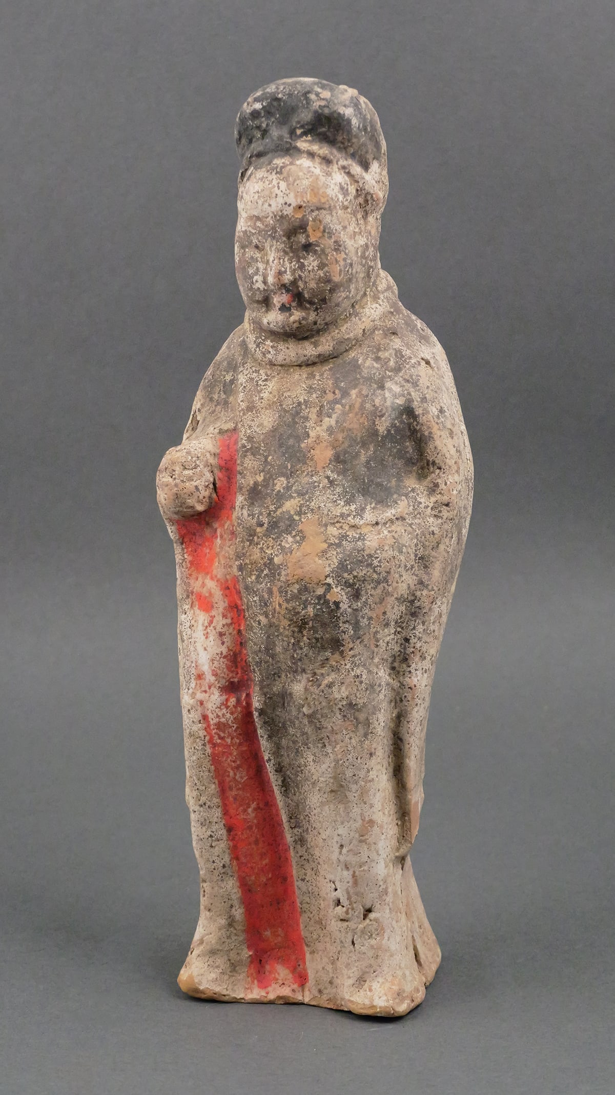 Tang Dynasty Chinese Terracotta Fat Man Figure: Ancient Chinese terra cotta statue of a portly man with a moustache. Circa 7th to 10th century. Measures about 10" high. Unconditionally guaranteed to be authentic and of the period. This item can be