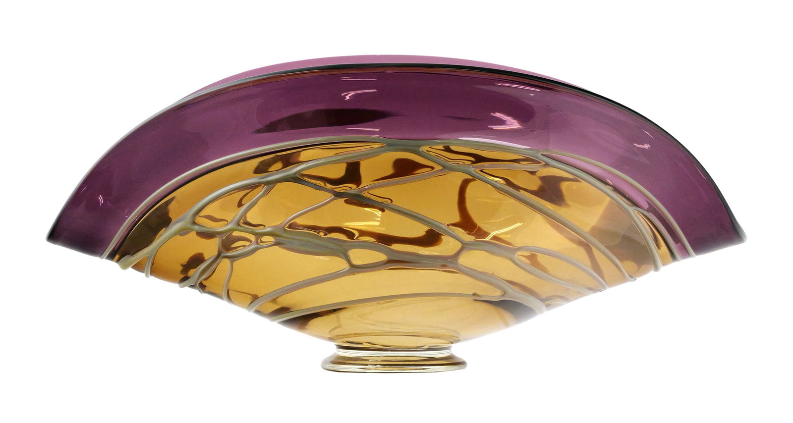 VICTOR CHIARIZIA Art Glass 18" Bowl: Art glass by Victor Chiarizia (Italian/American, 20th/21st century). Measures 7-3/4" high, 18" and 9-3/4" at rim. One of several pieces in today's auction from a private contemporary art glass collect