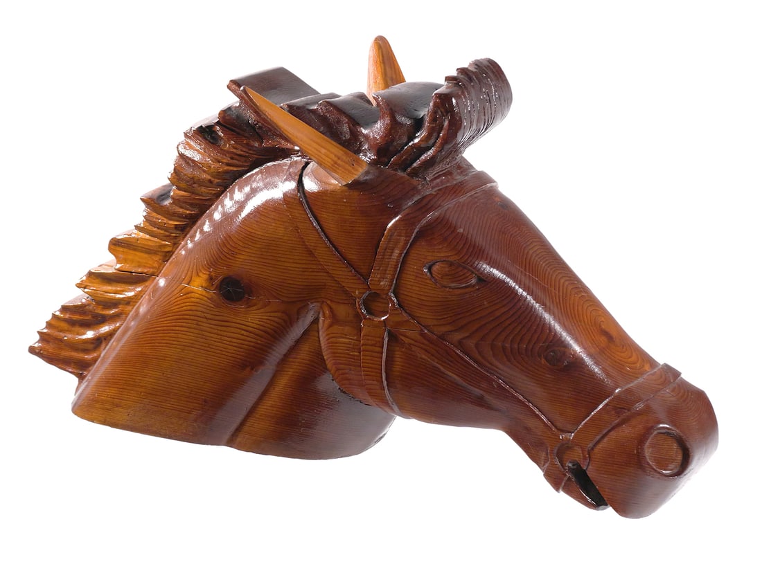 Large Carved Wooden Horse Head (1 of 2)
