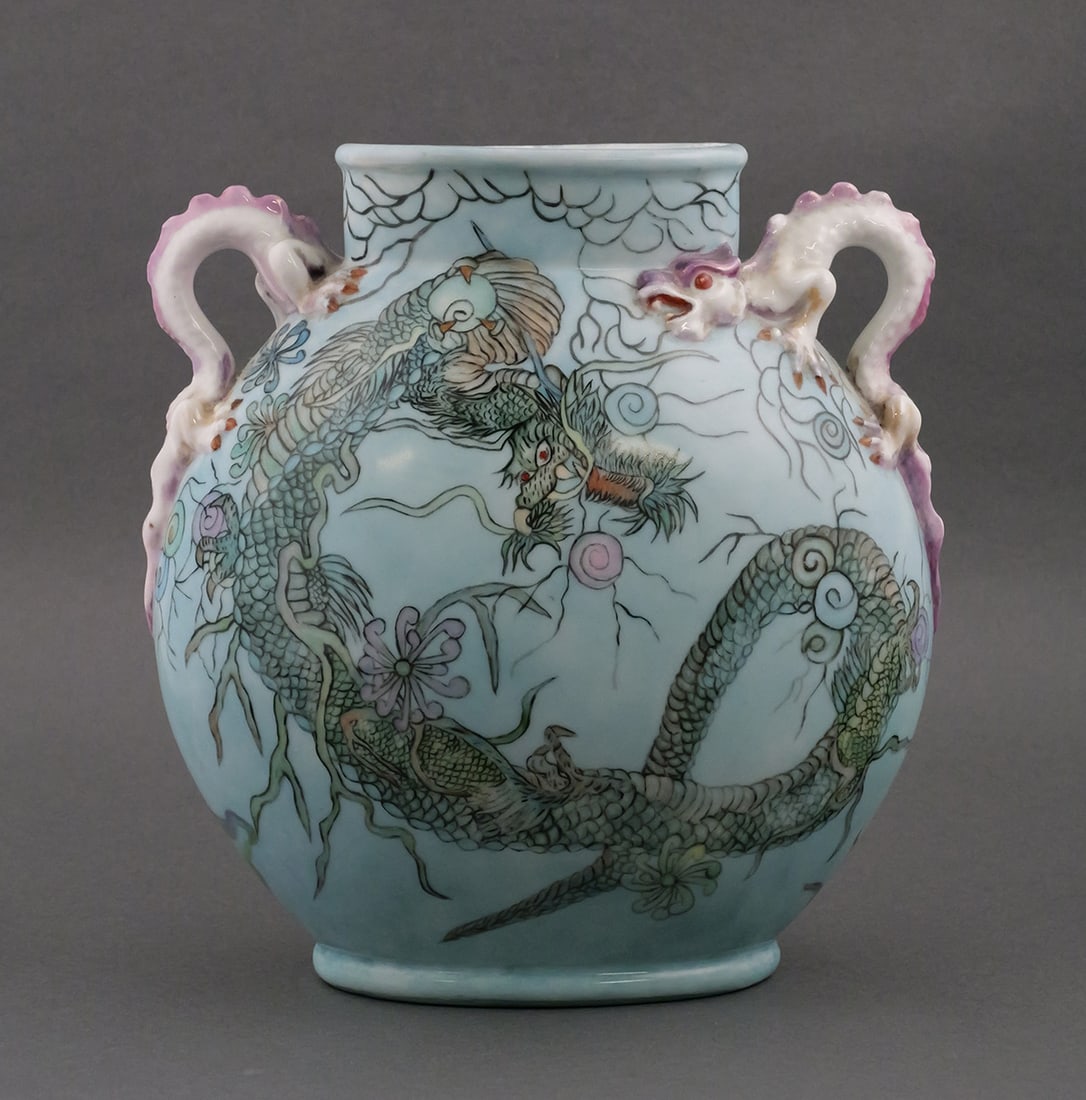 Jean Pouyat Limoges Dragon Handled Vase (1 of 4)