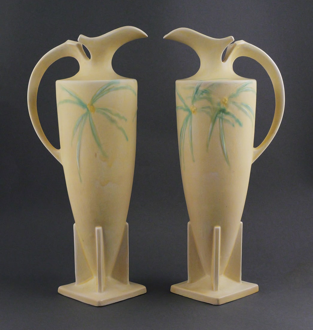 Pair Roseville Dawn Art Pottery Ewers (1 of 4)