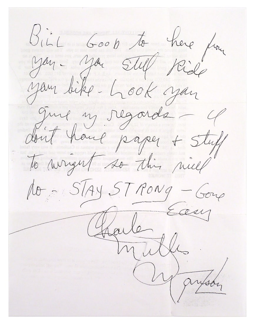 CHARLES MANSON, Handwritten Letter (1 of 2)
