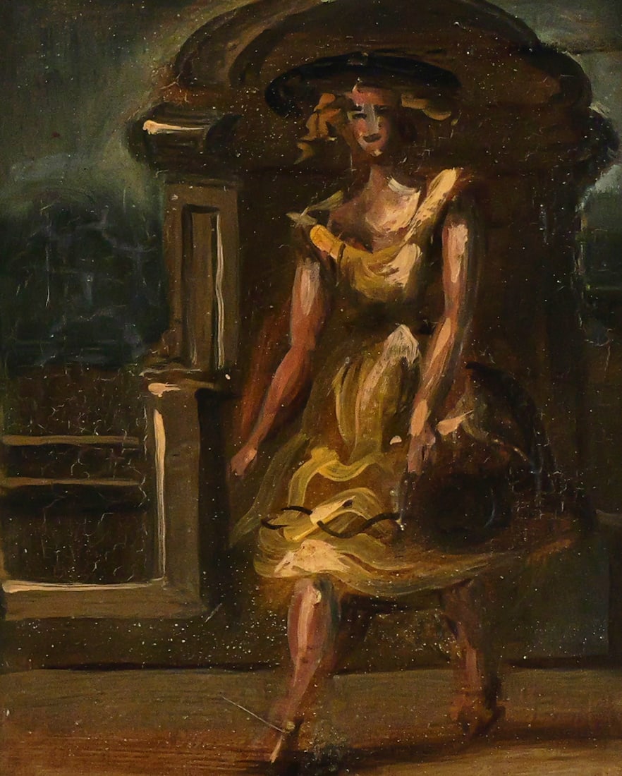 REGINALD MARSH Oil Painting, Woman Walking (1 of 3)