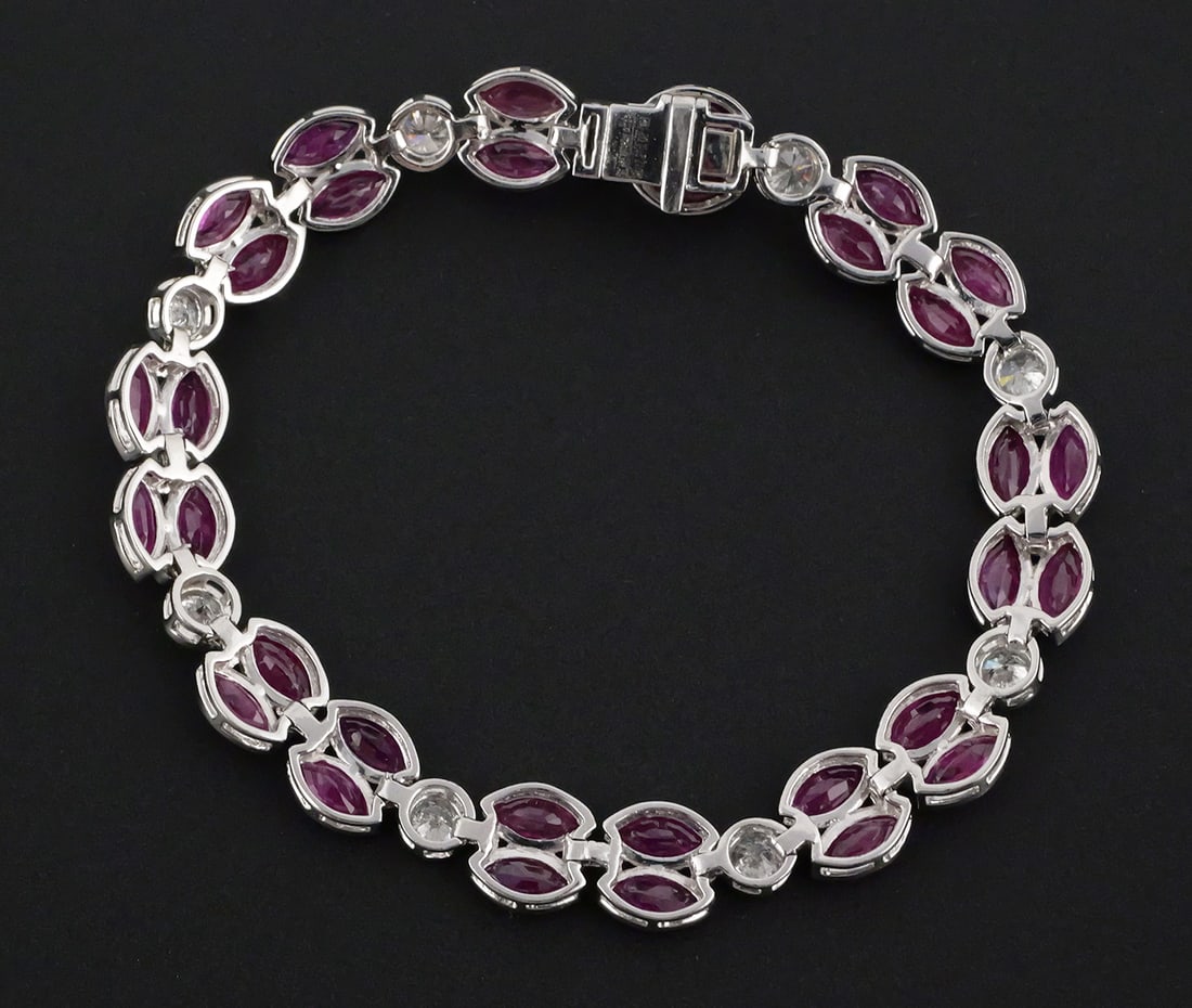 Double-Row Ruby & Diamond Bracelet, Platinum - 3