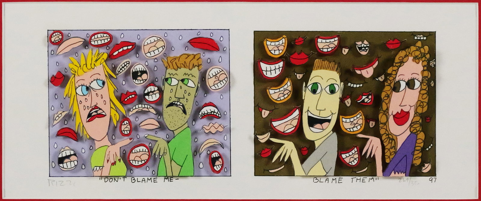 JAMES RIZZI 3D Collage Lithograph, Blame (1 of 2)