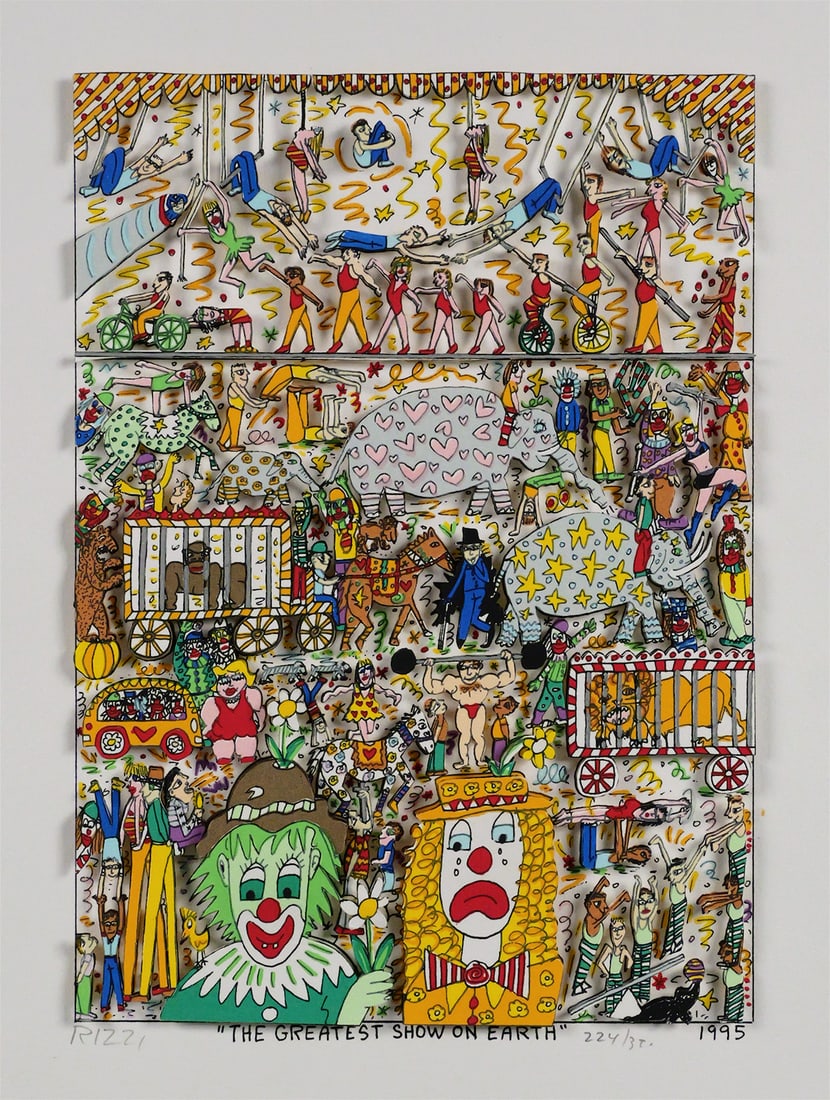 JAMES RIZZI 3D Collage Lithograph, Circus (1 of 5)