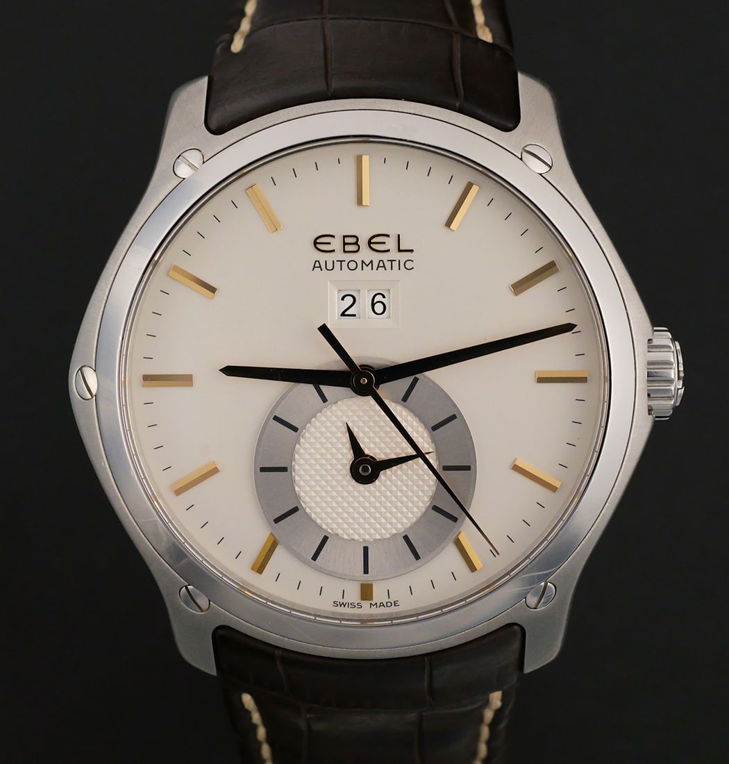 Ebel Classic Hexagon Automatic Wristwatch: Swiss-made Ebel Classic Hexagon automatic wristwatch, reference 1215833, serial number A207763. Stainless steel case measuring approximately 45mm fitted with a black leather strap and signed Ebel