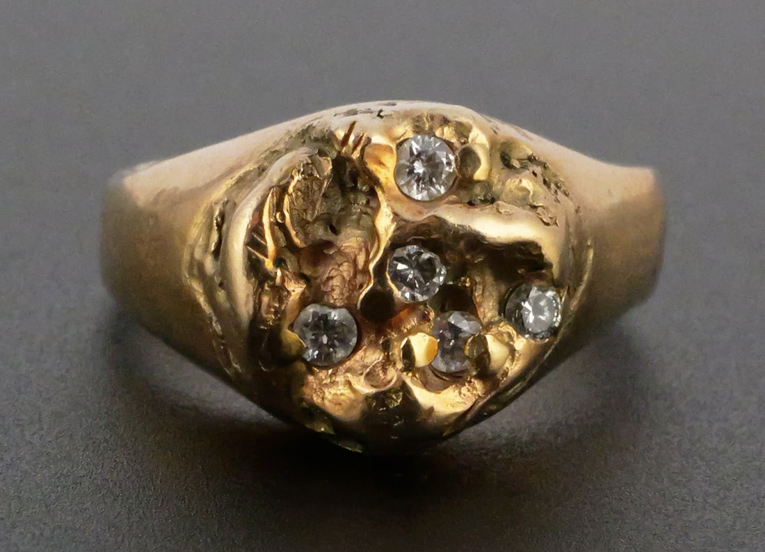 14K Gold and Diamond Nugget Ring (1 of 3)