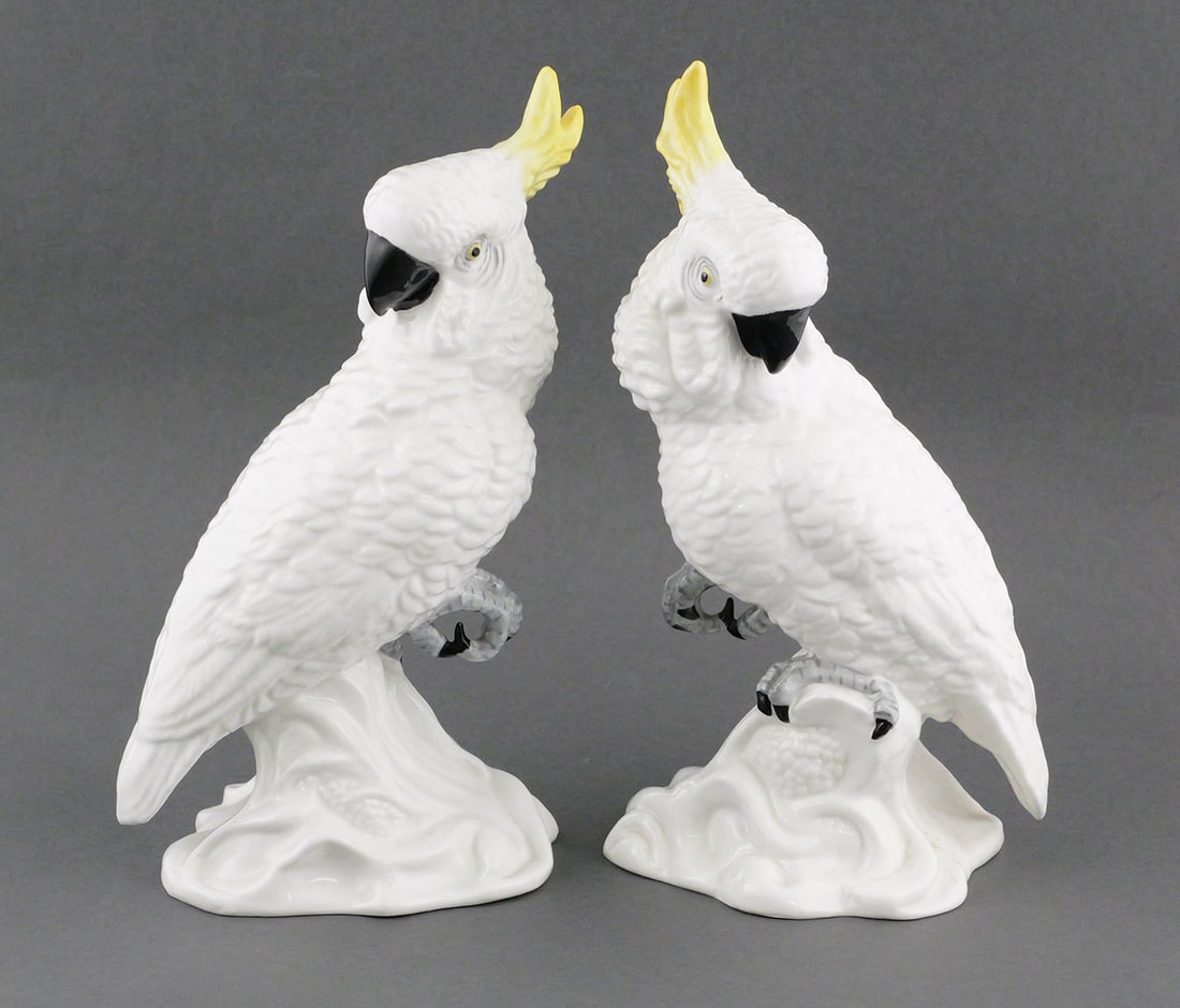 Pair Crown Staffordshire Cockatoo Figures JT Jones (1 of 3)