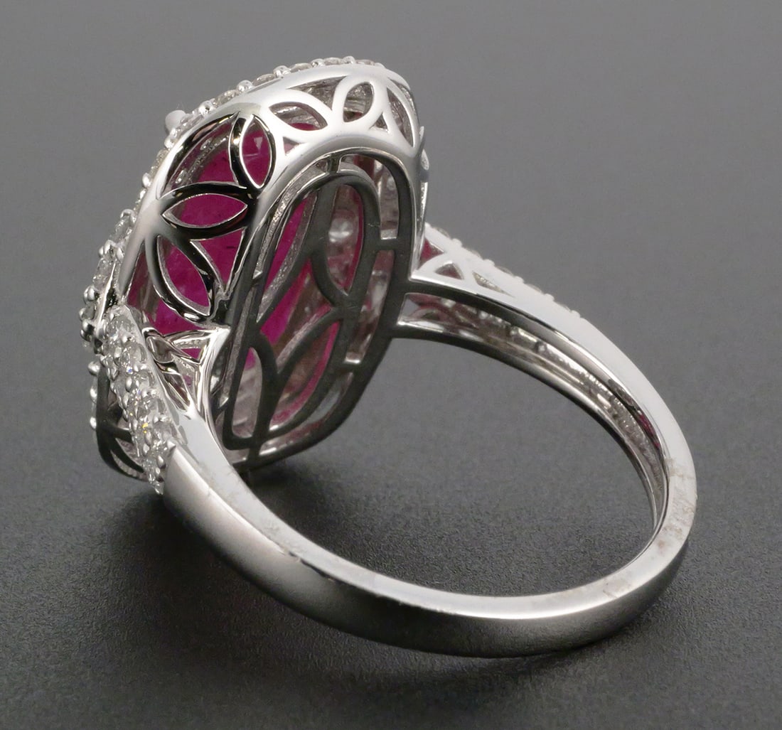 Platinum Natural Ruby Diamond Ring - 3