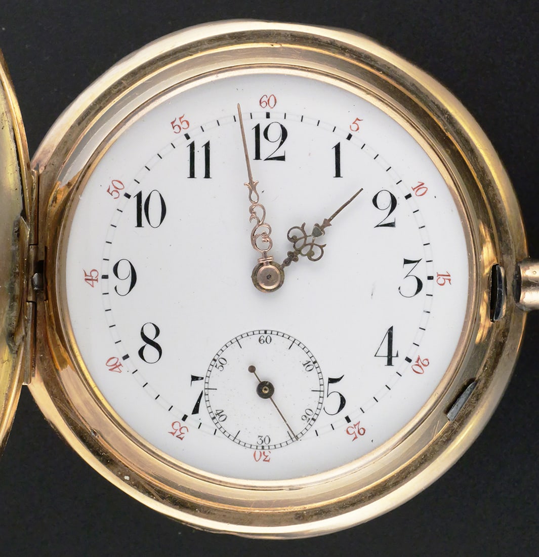 14K Systeme Glashutte Hunter Pocket Watch (1 of 6)