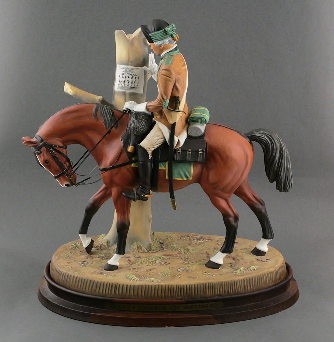 Royal Doulton Soldiers Of The Revolution Virginia: Royal Doulton Colonial Williamsburg Soldiers Of The Revolution Sergeant, Virginia 1st Continental Light Dragoons 1777. Numbered 270/350. Dated 1978. Comes with original base and COA book signed by