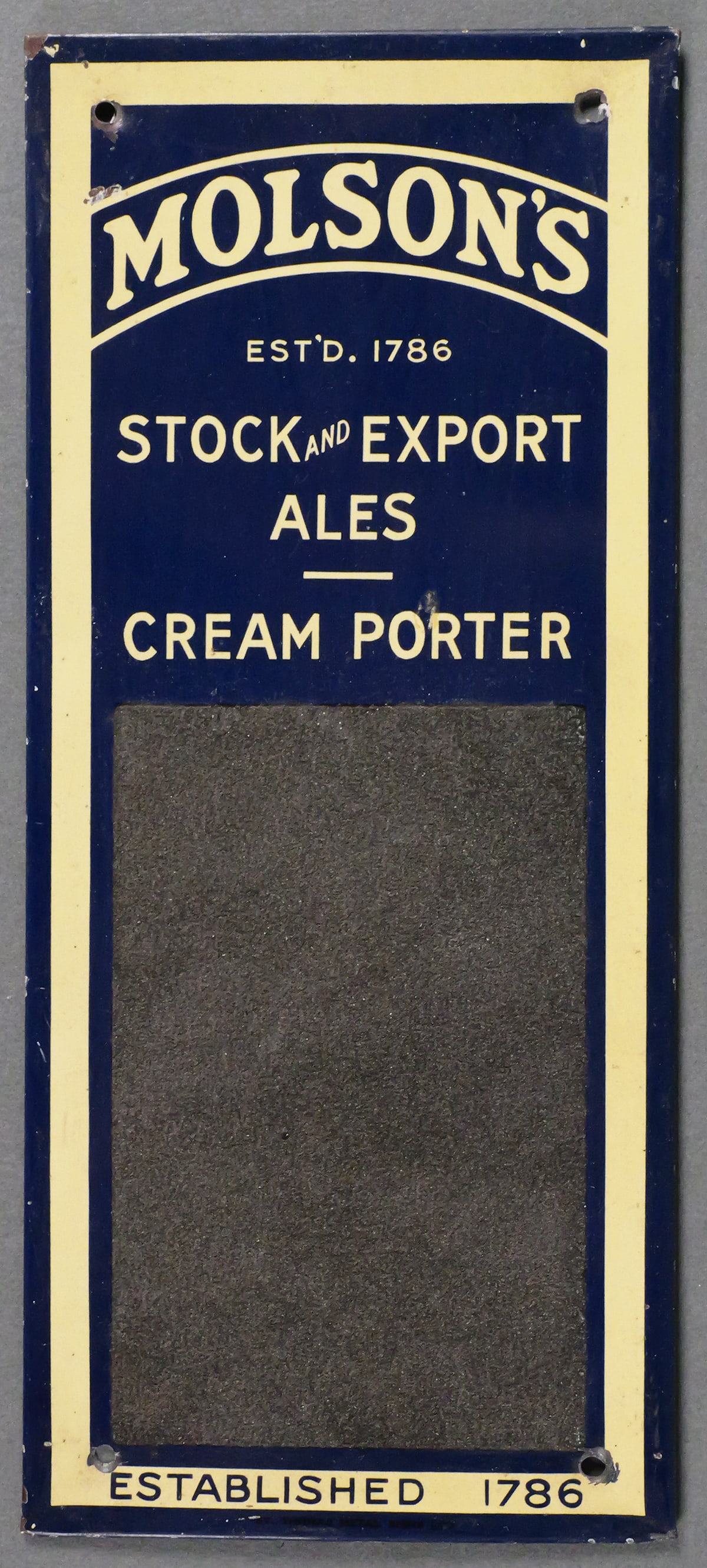 Vintage Collectible Sign Molson's Cream Porter: Vintage Collectible Sign Molson's Cream Porter. Measures approx 4" x 9-1/2". This item can be shipped in-house. Multiple lot combined shipping may require 3rd Party shipping.