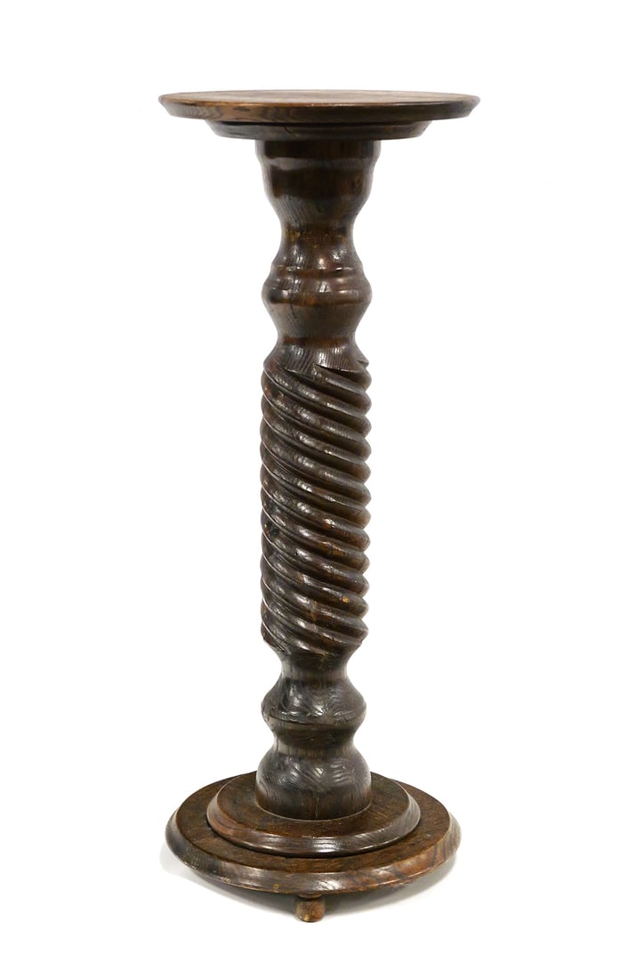 Antique Oak Turned Pedestal (1 of 3)