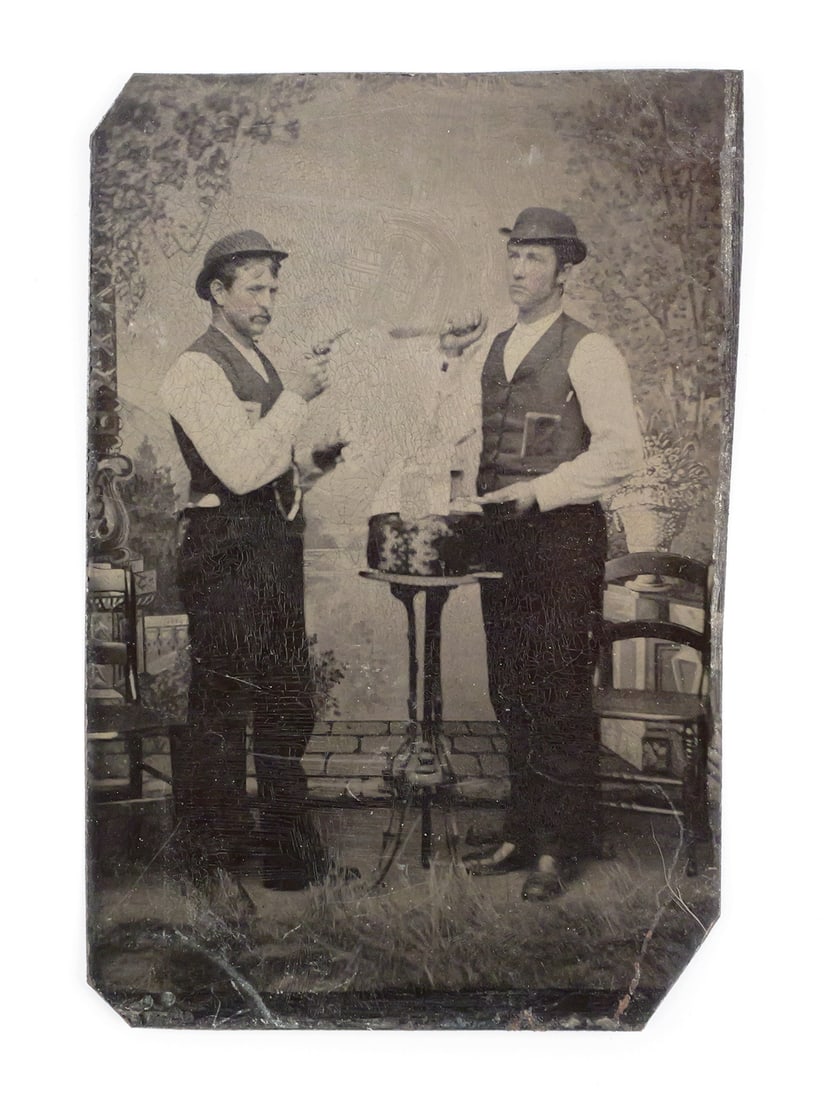 TINTYPE: Humorous Duel, Gun vs. Knife (1 of 2)