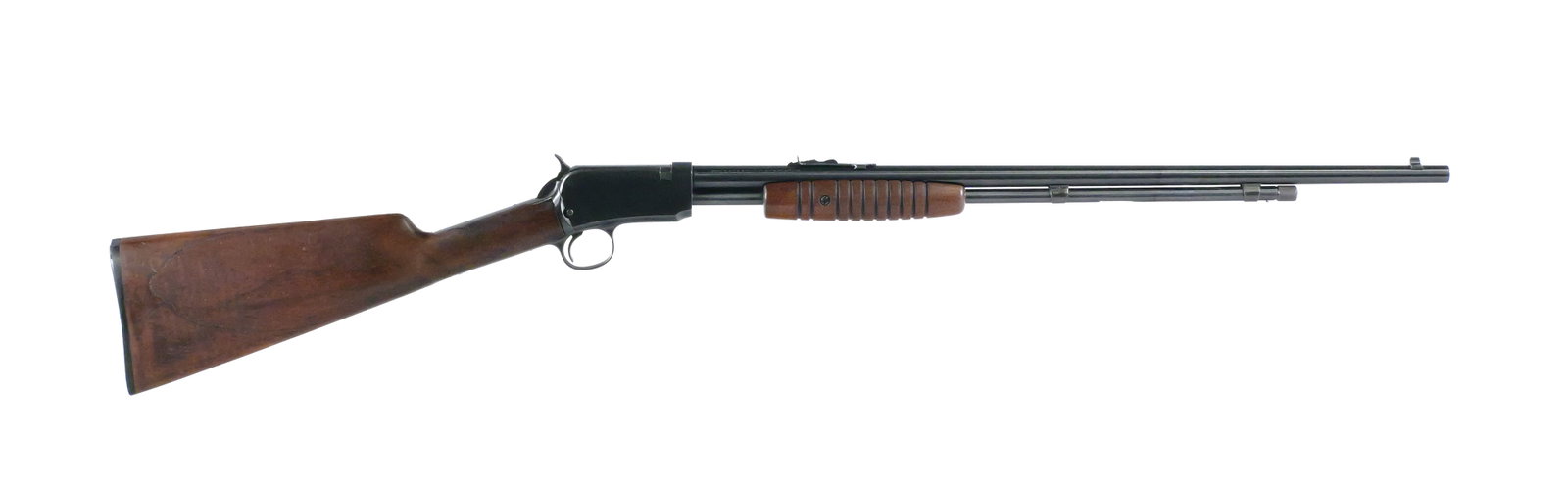 Winchester Model 62 Slide Action Rifle .22: Winchester Model 62 pump-action rifle chambered for .22 Short, .22 Long and .22 Long Rifle. Serial number 36272A, manufactured circa 1936. Features a 23" barrel, tubular magazine, blued finish,