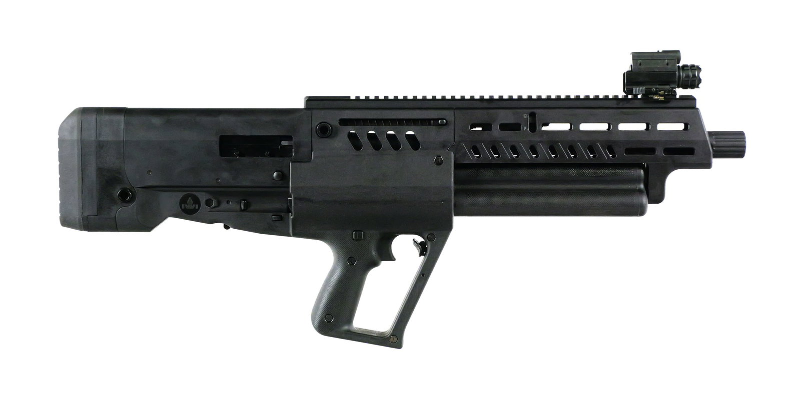 IWI Tavor TS12 12 Ga Bullpup Shotgun: IWI Tavor TS12 gas-operated semi-automatic bullpup shotgun chambered in 12 gauge with a 3" chamber. Serial number H0001339. Features an 18-1/2" barrel, rotating three-tube magazine system with a capac