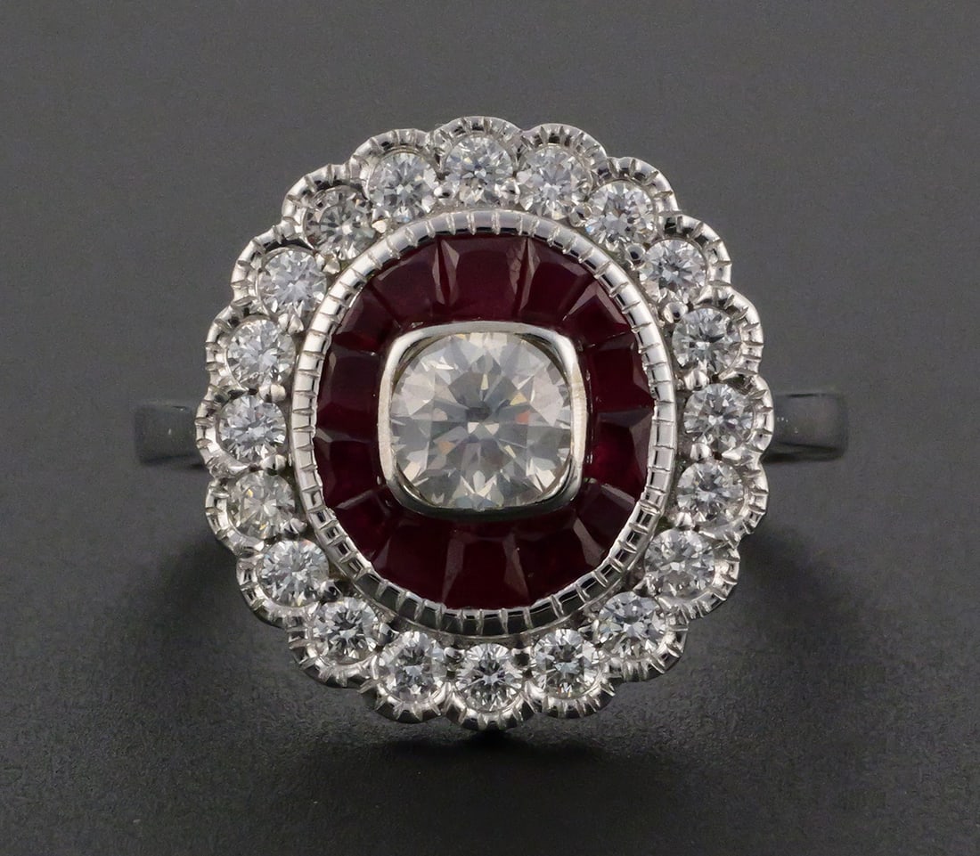 Oscar Friedman 18K Gold Ruby Diamond Ring