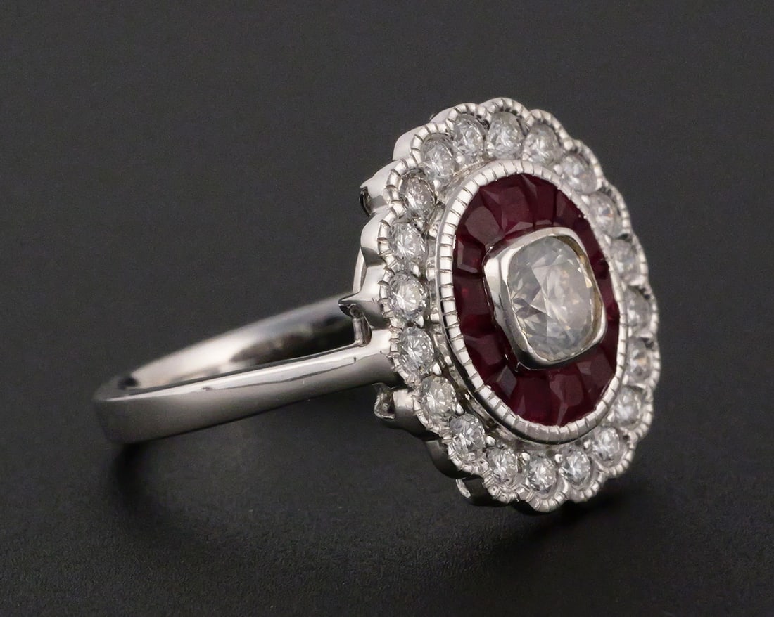Oscar Friedman 18K Gold Ruby Diamond Ring - 2