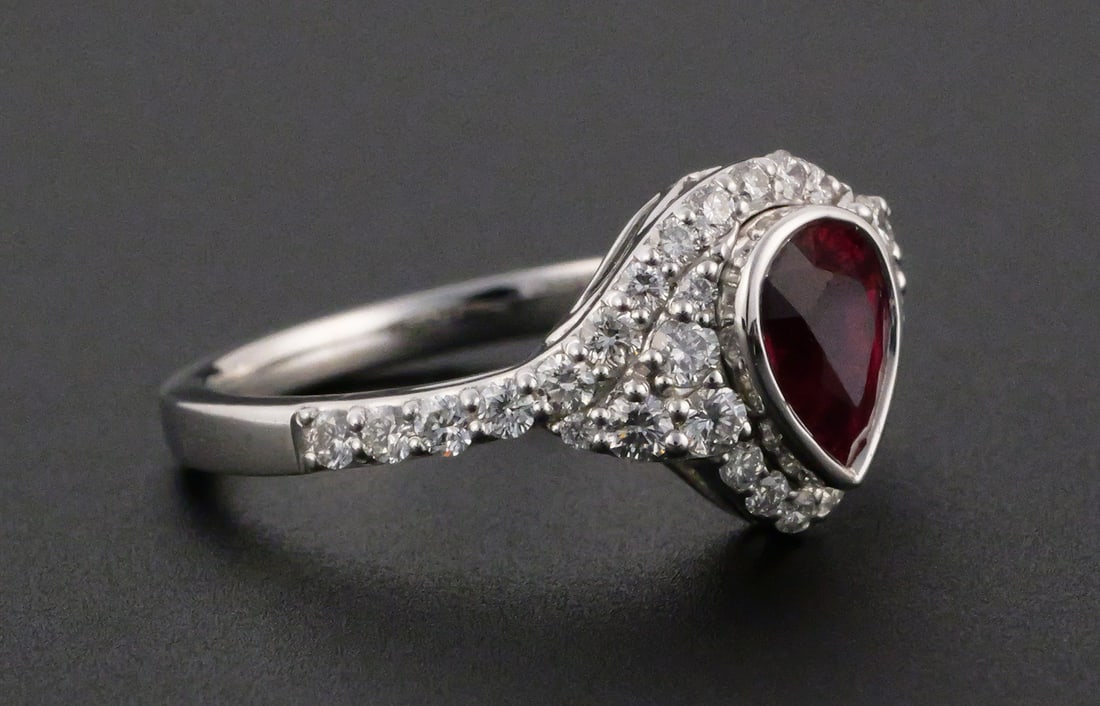 Karl Haas Platinum GIA Ruby Diamond Ring - 2