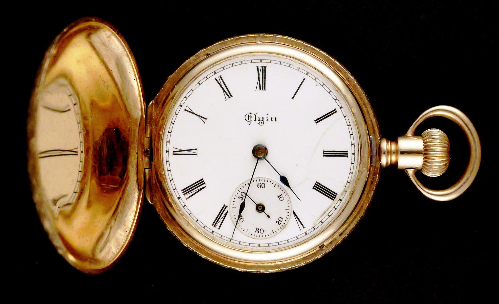14K Gold Elgin Antique Hunter Case Pocket Watch (1 of 4)