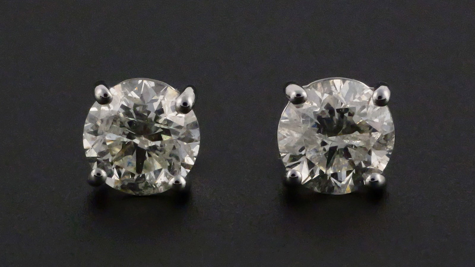 14K White Gold Diamond Solitaire Earrings (1 of 5)