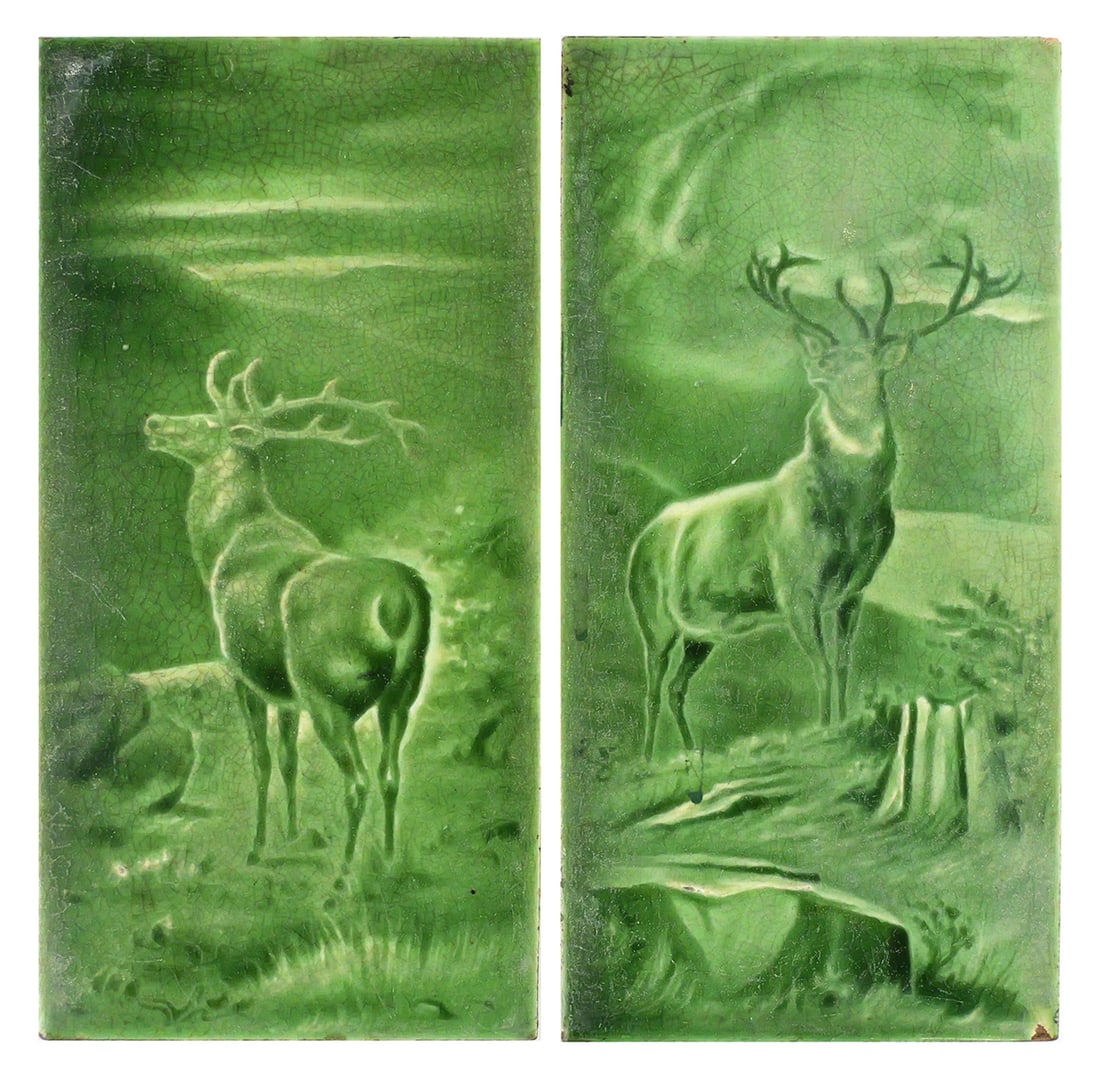 Pair Sherwin & Cotton Tiles Highland Stag Deer (1 of 3)
