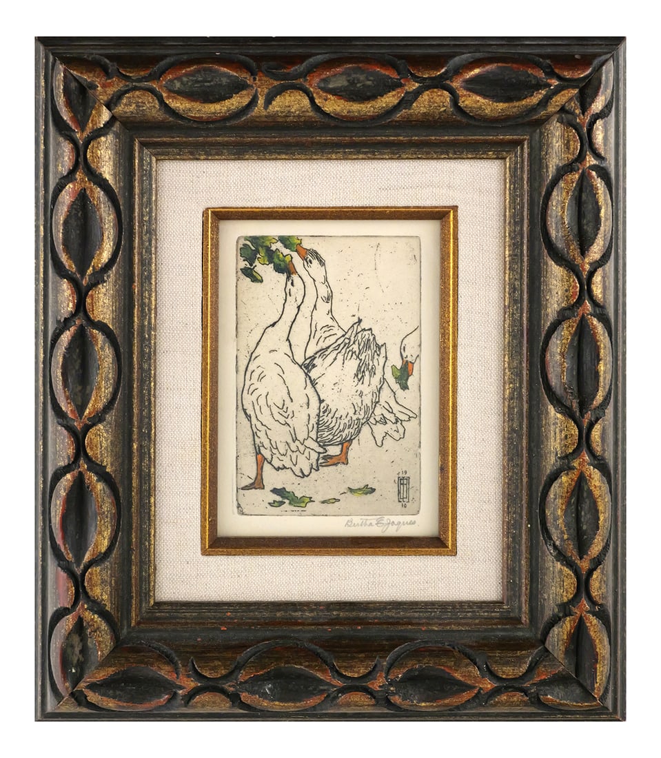 BERTHA JAQUES Geese Etching - 2