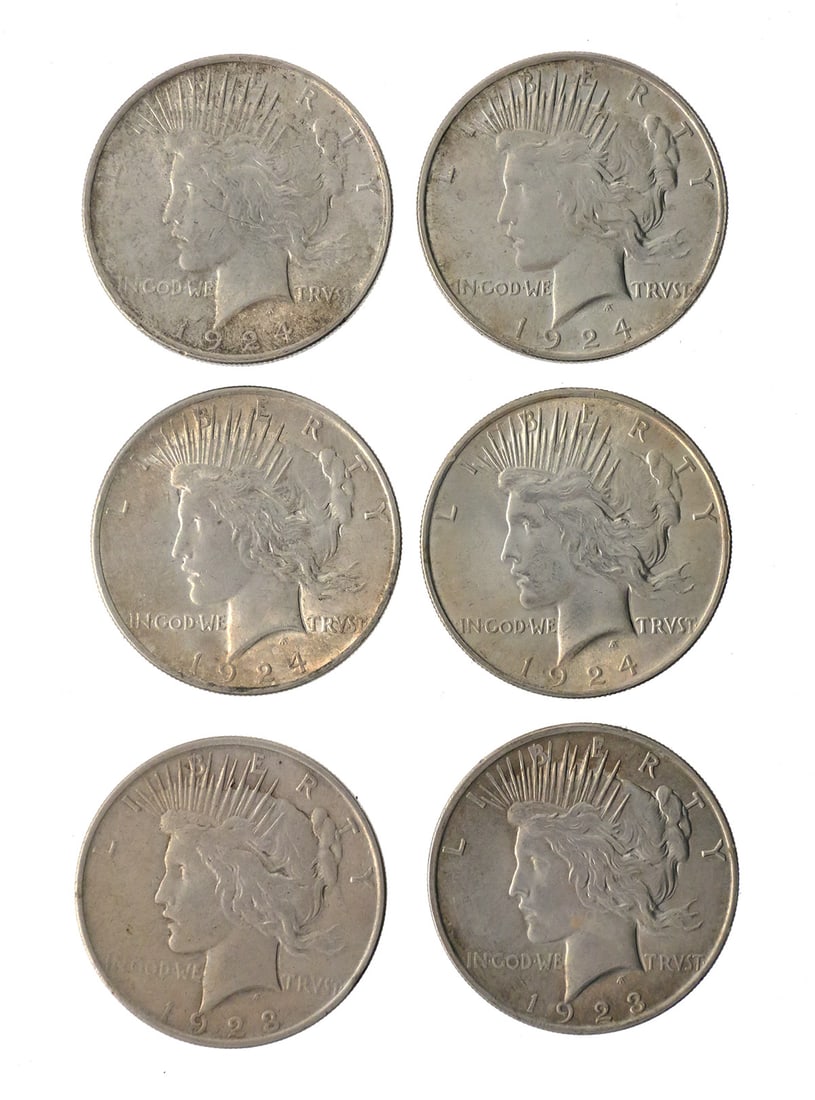 (6) Peace Silver Dollars 1923-1924 (1 of 2)
