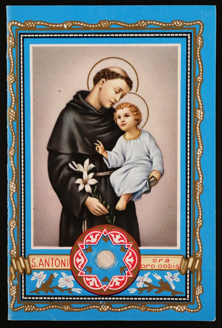 St. Anthony of Padua Contact Relic Prayer Card (1 of 3)
