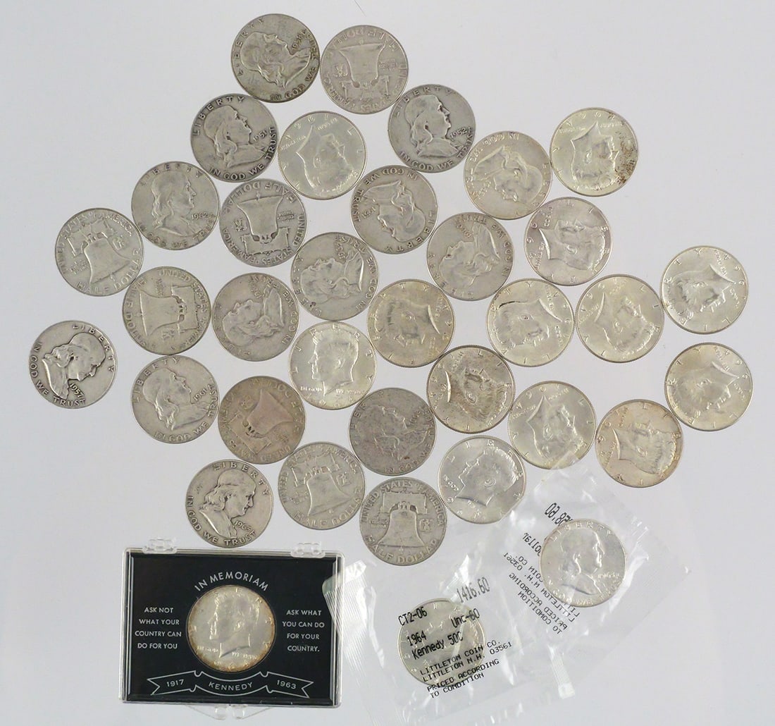 (36) Franklin & Kennedy Silver Half Dollars (1 of 1)